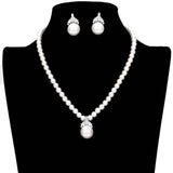 Stone Embellished Pearl Necklace - Madeline Love - Flyclothing LLC