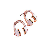 Stone Paved Enamel Headphone Stud Earrings - Madeline Love - Flyclothing LLC