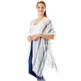 Striped Lurex Cover Up Poncho Kimono Poncho - Madeline Love - Flyclothing LLC