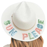 Sun Please Sequin Message Straw Panama Sun Hat - Madeline Love - Flyclothing LLC