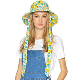 Sunflower Patterned Chin Tie Bucket Hat - Madeline Love - Flyclothing LLC