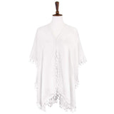 Tassel Trimmed Solid Cover Up - Madeline Love - Flyclothing LLC