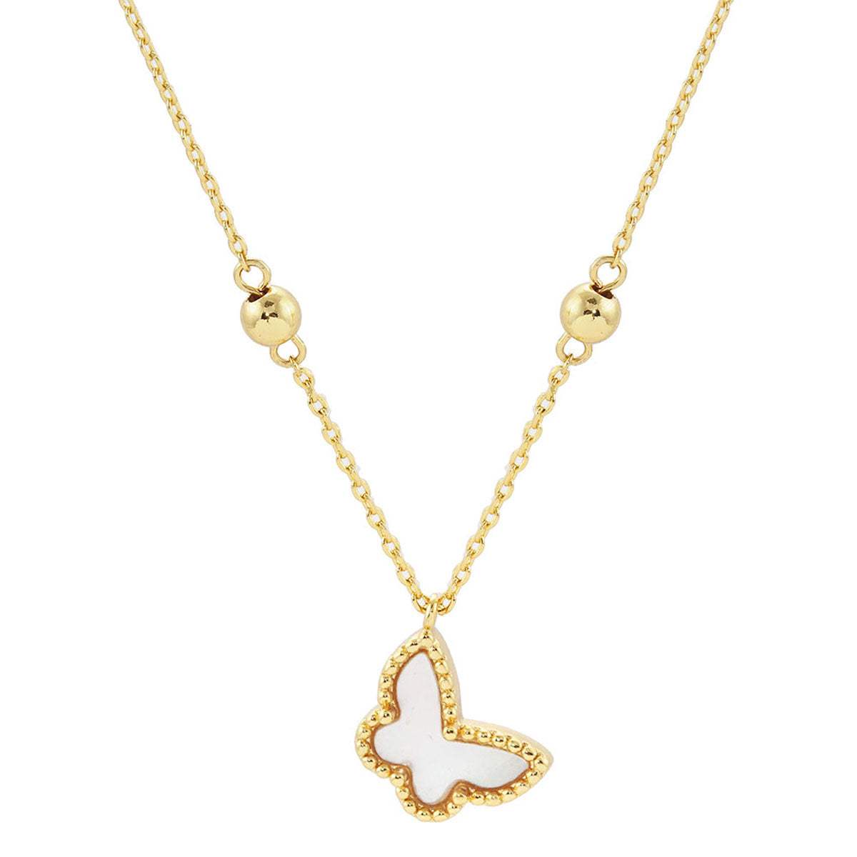 Top Gold Dipped Enamel Butterfly Pendant Necklace - Madeline Love - Flyclothing LLC
