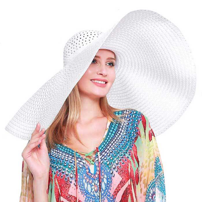 Super Wide Brim Straw Sun Hat - Madeline Love - Flyclothing LLC