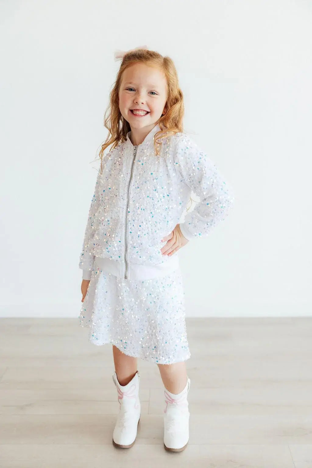 White Velvet Sequin Twirl Skort - Mila & Rose ® - Flyclothing LLC