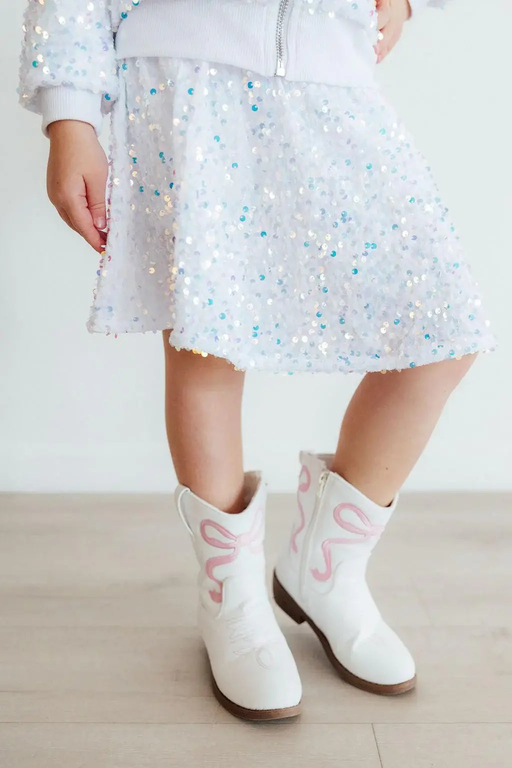 White Velvet Sequin Twirl Skort - Mila & Rose ® - Flyclothing LLC