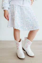 White Velvet Sequin Twirl Skort - Mila & Rose ® - Flyclothing LLC