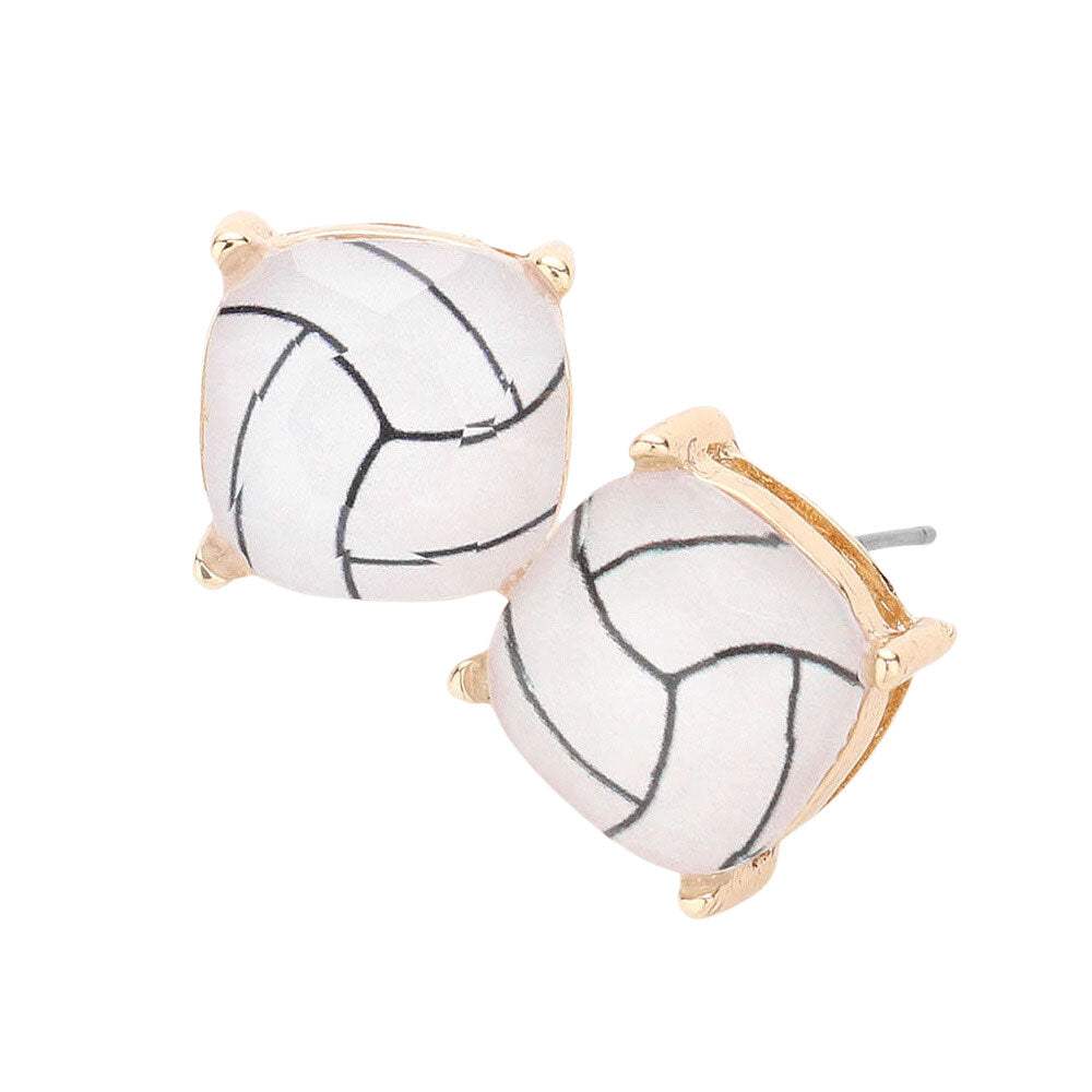 Volleyball Printed Square Stud Earrings - Madeline Love - Flyclothing LLC