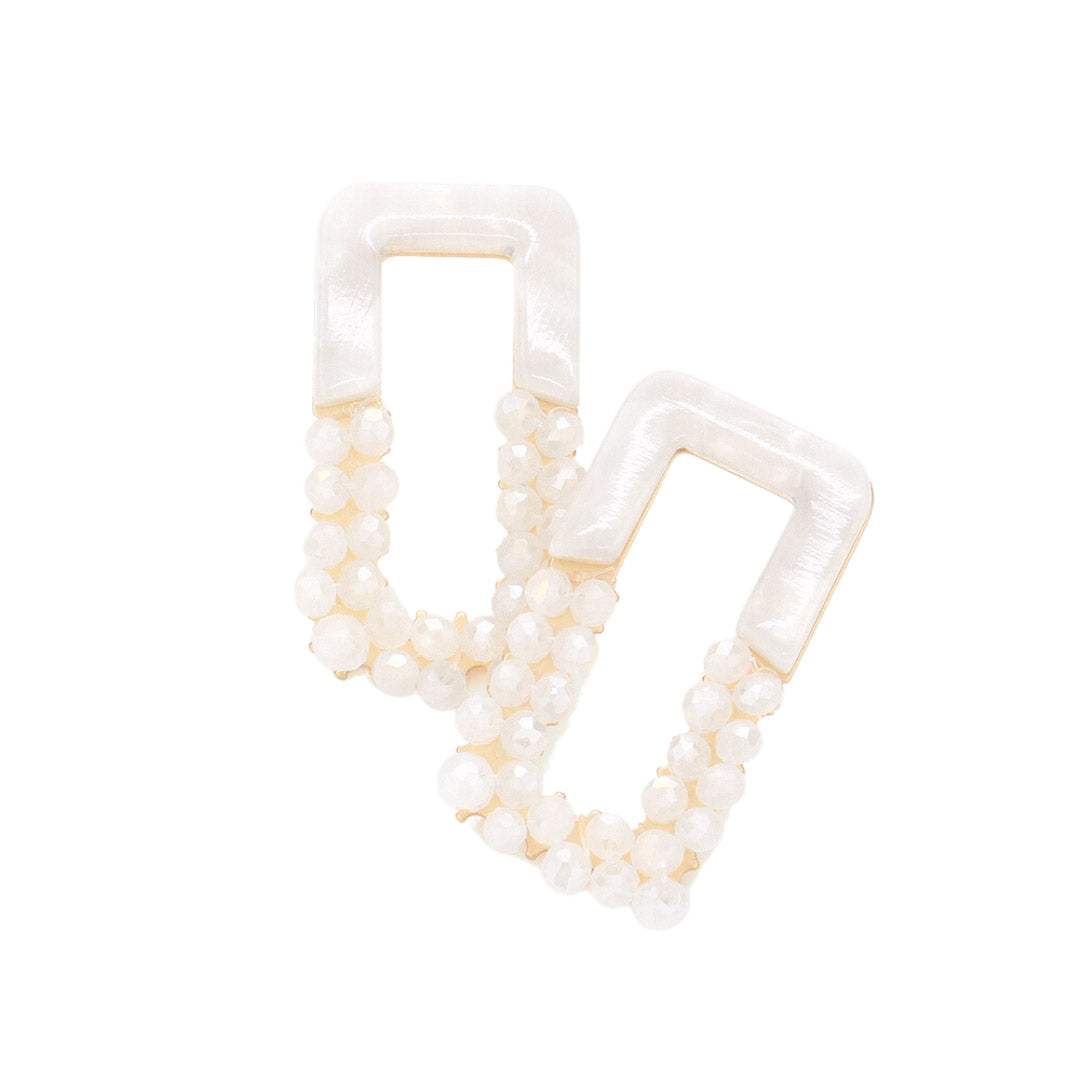 Celluloid Acetate Faceted Beaded Open Rectangle Earrings - Madeline Love - Flyclothing LLC