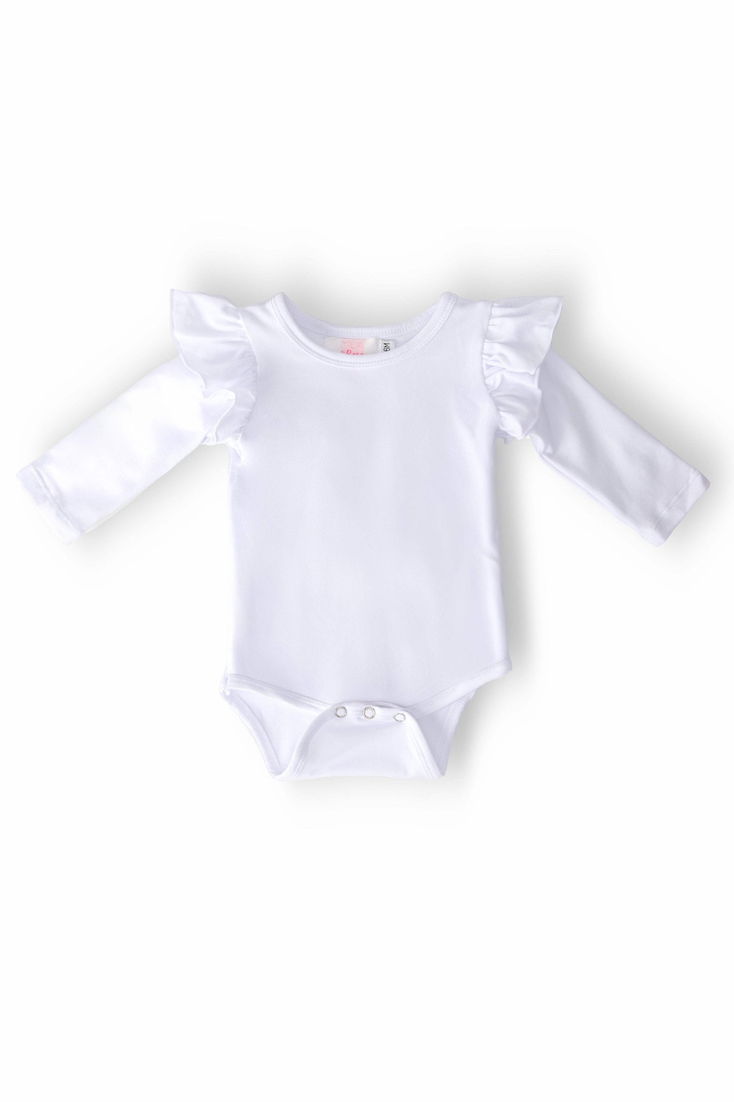 White L/S Flutter Bodysuit - Mila & Rose ® - Flyclothing LLC