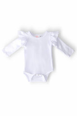 White L/S Flutter Bodysuit - Mila & Rose ® - Flyclothing LLC