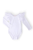 White L/S Flutter Sleeve Leotard
