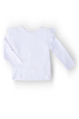 White L/S Ruffle Tee - Mila & Rose ® - Flyclothing LLC