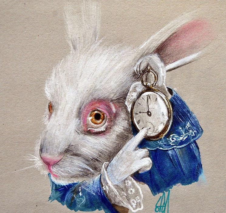 Black Market Art Company White Rabbit Time Print