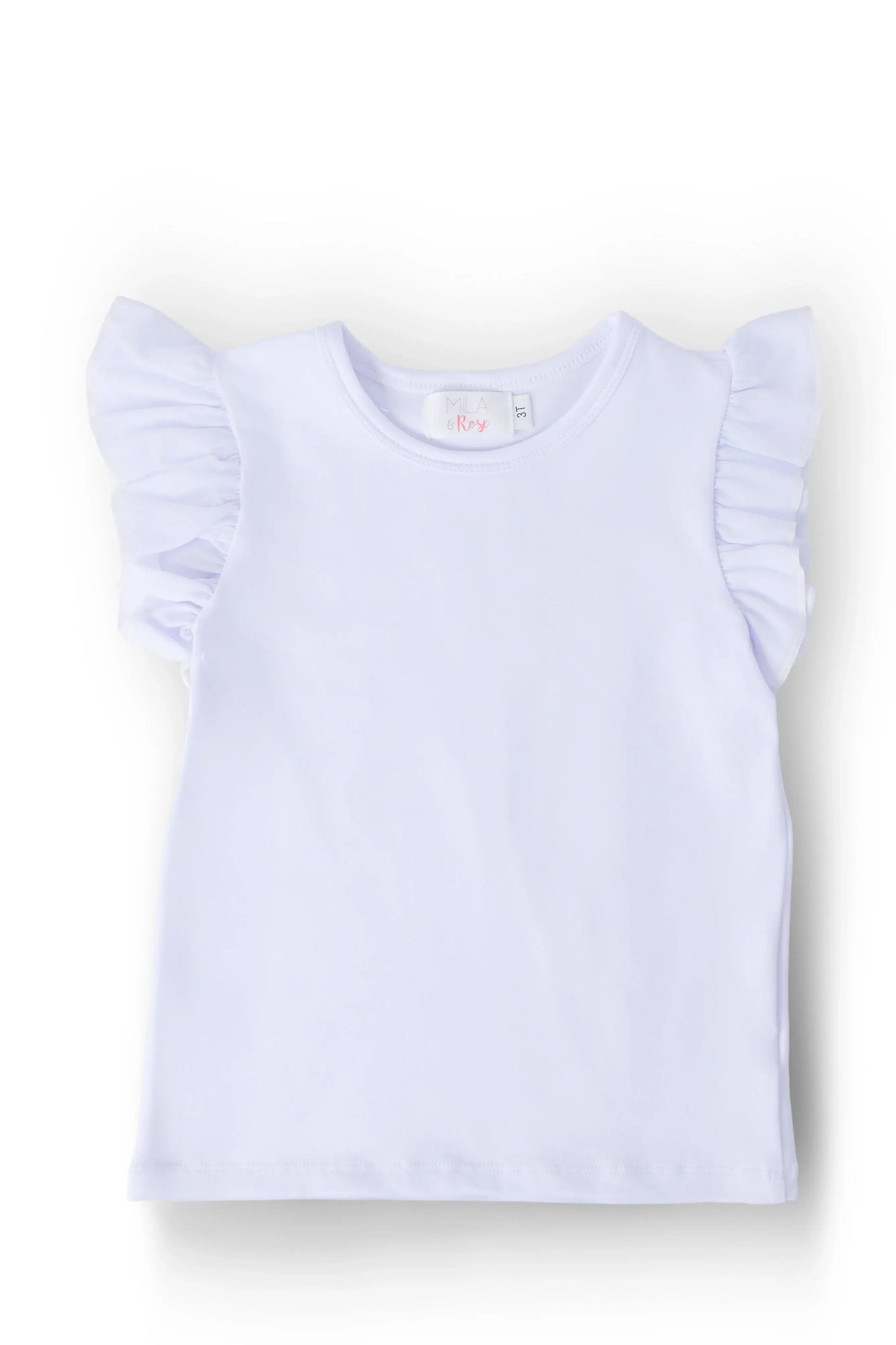 White S/S Ruffle Tee - Mila & Rose ® - Flyclothing LLC
