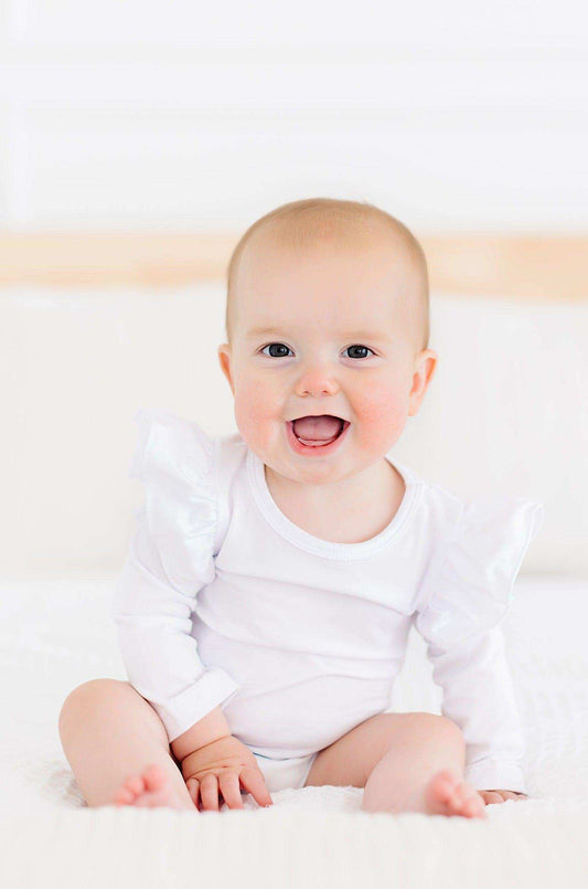 White L/S Flutter Bodysuit - Mila & Rose ® - Flyclothing LLC