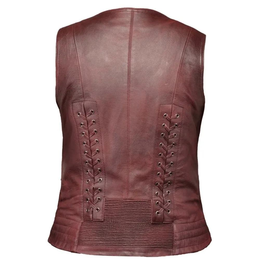 Wicked Tread - Ladies Premium Leather Vest - Unik Just for Bikers - Flyclothing LLC