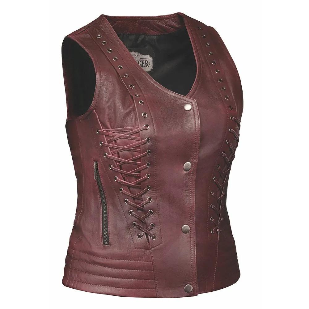 Wicked Tread - Ladies Premium Leather Vest - Unik Just for Bikers - Flyclothing LLC