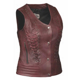 Wicked Tread - Ladies Premium Leather Vest - Unik Just for Bikers - Flyclothing LLC
