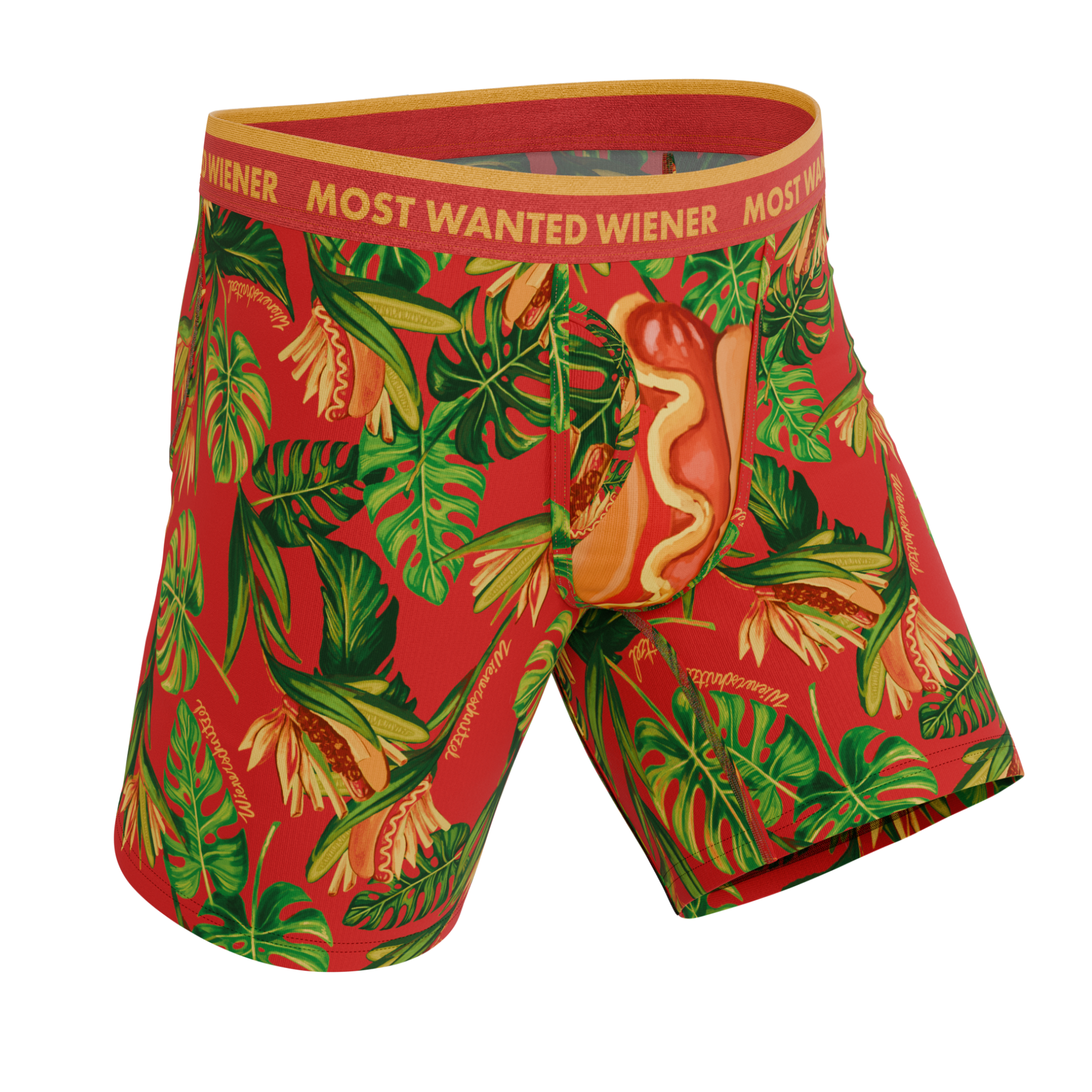 The Wiener In Paradise | Shinesty X Wienerschnitzel Tropical Long Leg Ball Hammock® Pouch Underwear With Fly