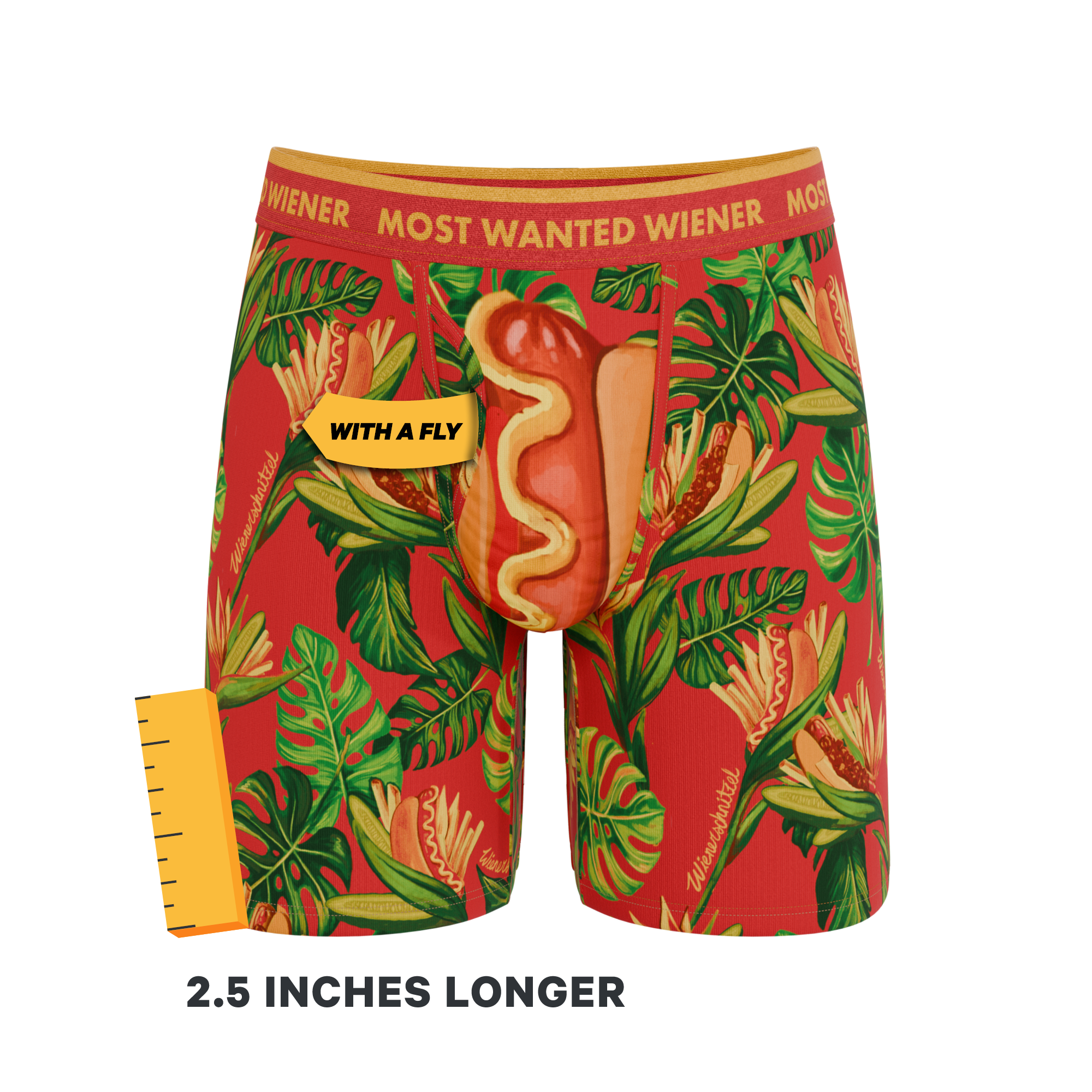 The Wiener In Paradise | Shinesty X Wienerschnitzel Tropical Long Leg Ball Hammock® Pouch Underwear With Fly