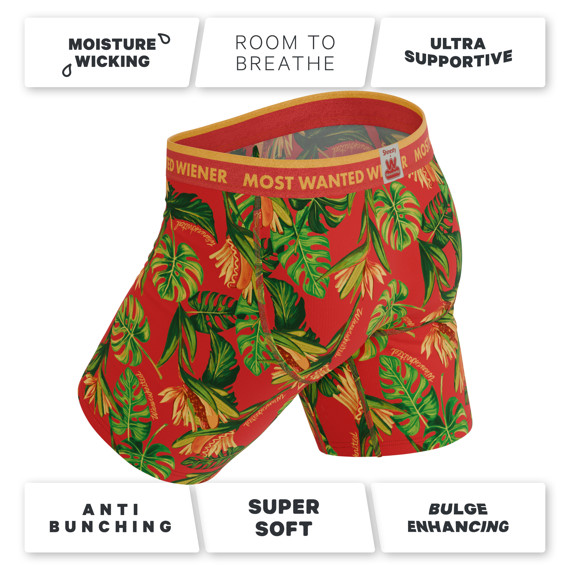 The Wiener In Paradise | Shinesty X Wienerschnitzel Tropical Long Leg Ball Hammock® Pouch Underwear With Fly