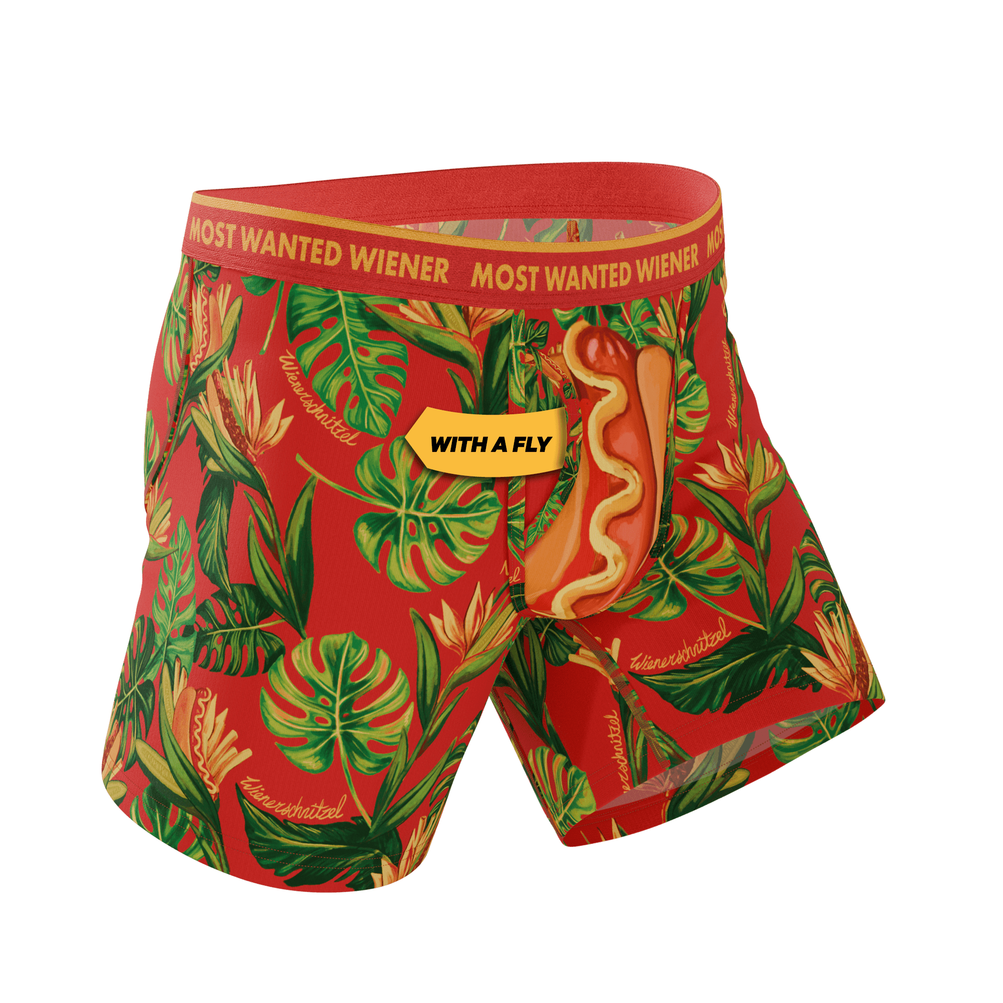 The Wiener In Paradise | Shinesty X Wienerschnitzel Tropical Ball Hammock® Pouch Underwear With Fly - Shinesty - Flyclothing LLC