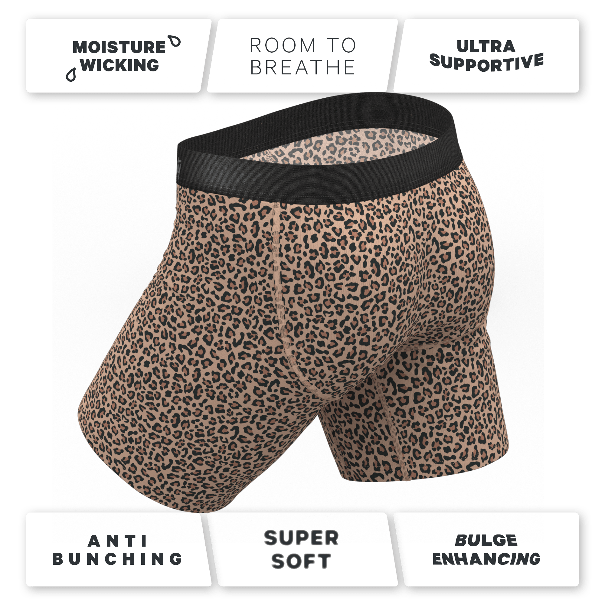 The Wild Cat | Leopard Print Long Leg Ball Hammock® Pouch Underwear With Fly - Shinesty