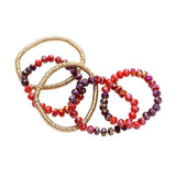 5PCS Faceted Heishi Beaded Multi Layered Stretch Bracelets - Madeline Love - Flyclothing LLC