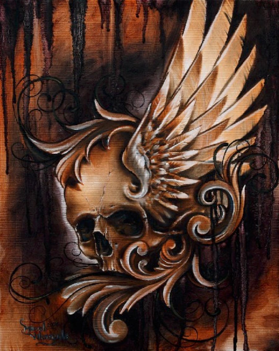 Black Market Art Company Winged Skull Print