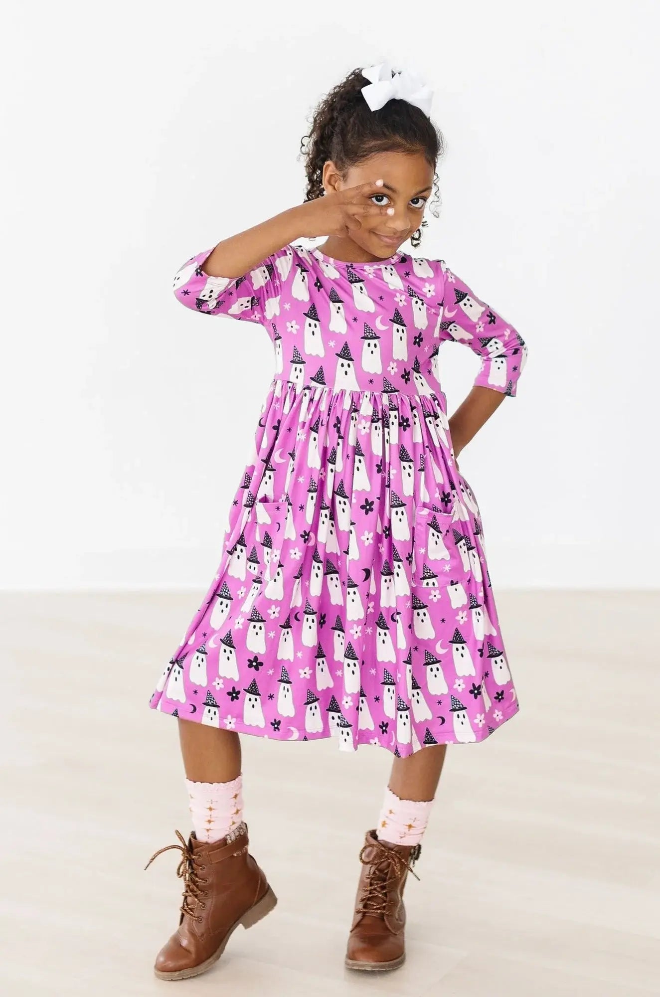 Witches Boo 3/4 Sleeve Pocket Twirl Dress - Mila & Rose ® - Flyclothing LLC