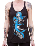 Black Market Art Company Shark Girl Women's Unfinished Racer Back Tank Top
