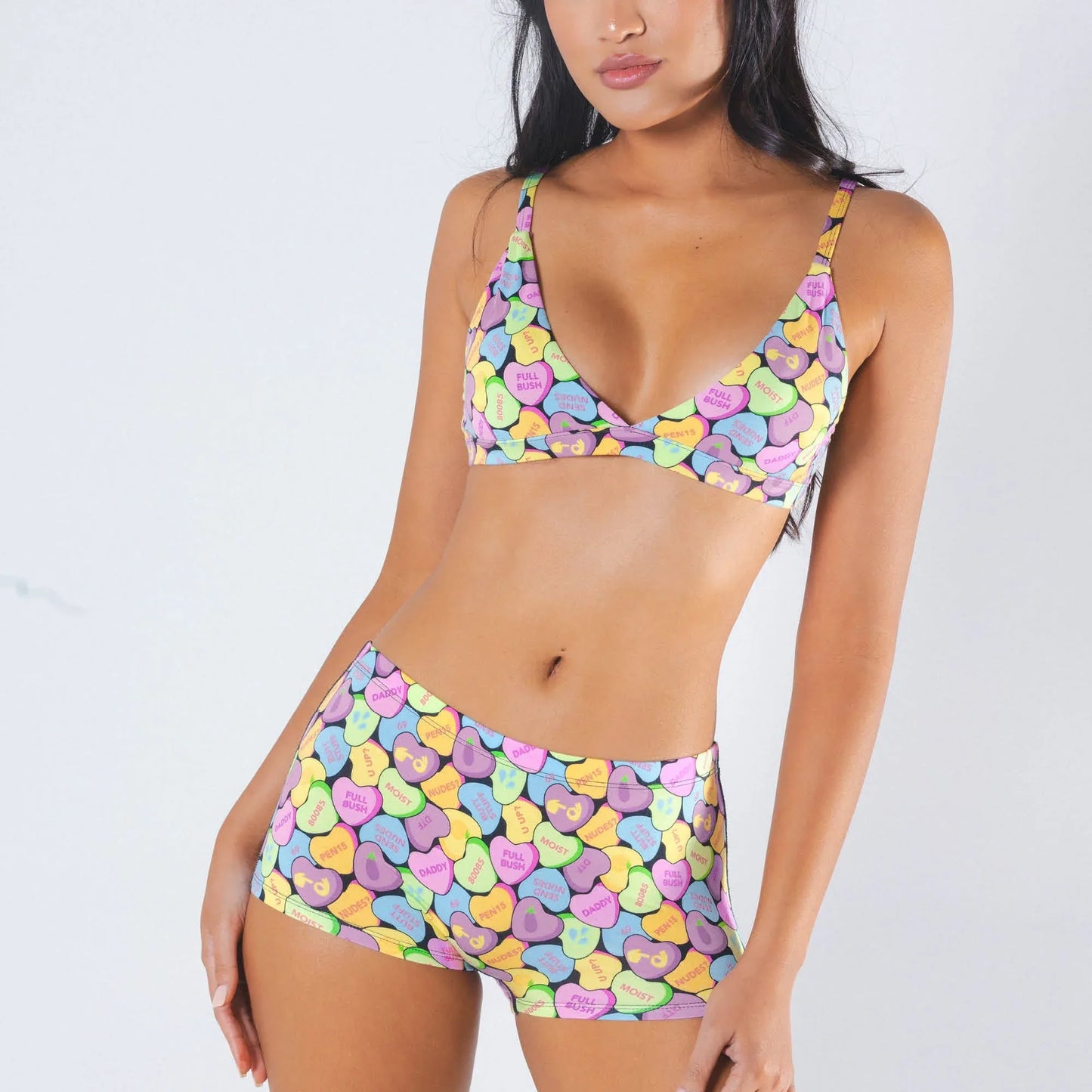 The Candy Crush | Candy Hearts Boob Hammock™ Triangle Bralette - Shinesty - Flyclothing LLC