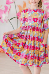 SALE Wonderland Floral 3/4 Sleeve Pocket Twirl Dress - Mila & Rose ® - Flyclothing LLC