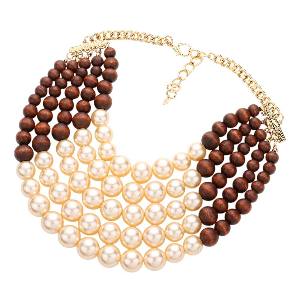 Chunky Multi Strand Pearl Bib Necklace - Madeline Love - Flyclothing LLC