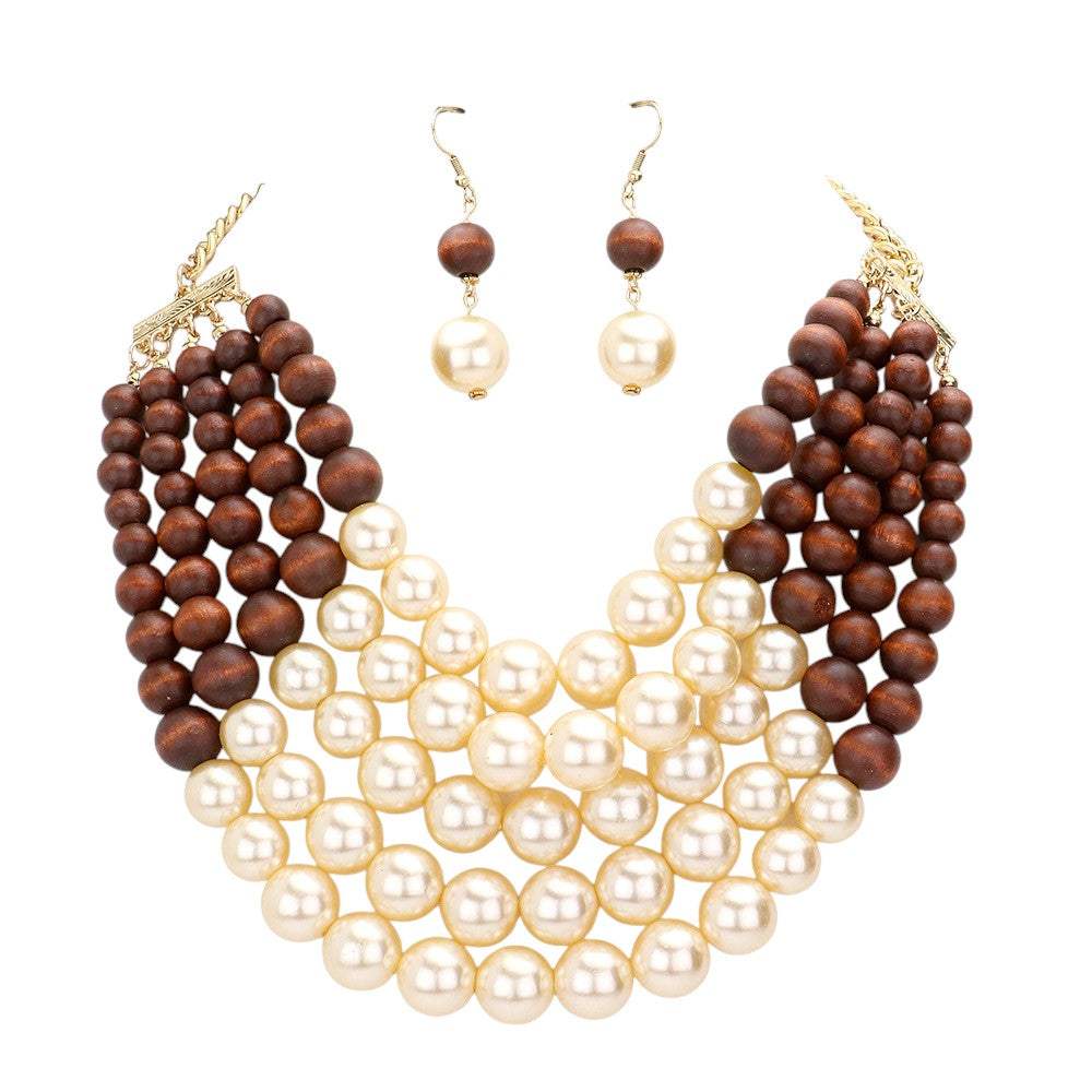 Chunky Multi Strand Pearl Bib Necklace - Madeline Love - Flyclothing LLC