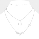 2PCS - Cupid's Arrow Heart Pendant Necklaces Jewelry Set - Madeline Love - Flyclothing LLC