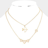 2PCS - Cupid's Arrow Heart Pendant Necklaces Jewelry Set - Madeline Love - Flyclothing LLC