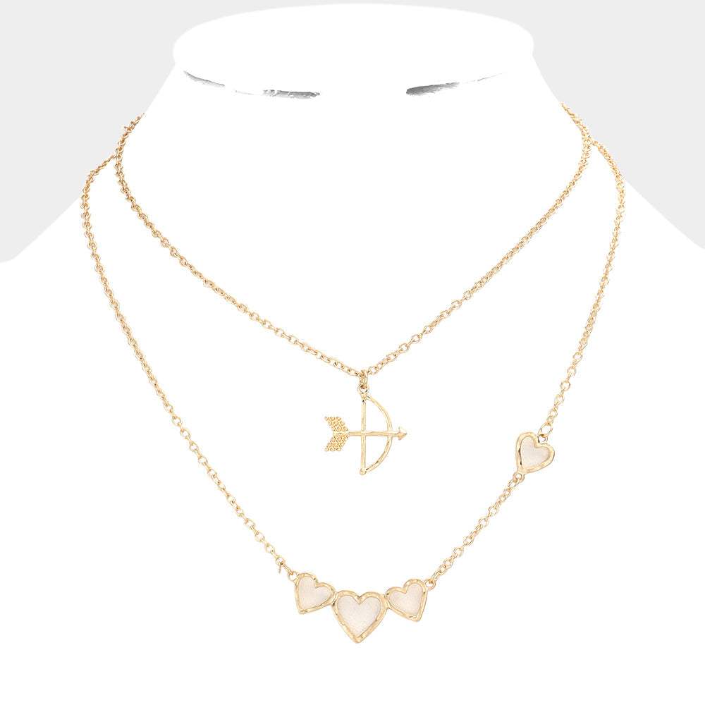 2PCS - Cupid's Arrow Heart Pendant Necklaces Jewelry Set - Madeline Love - Flyclothing LLC