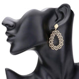 Cut Out Detailed Metal Teardrop Dangle Earrings - Madeline Love - Flyclothing LLC