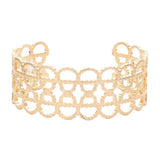 Textured Metal Open Oval Cuff Bracelet - Madeline Love - Flyclothing LLC