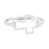 Hammered Open Metal Cross Hook Bracelet - Madeline Love - Flyclothing LLC