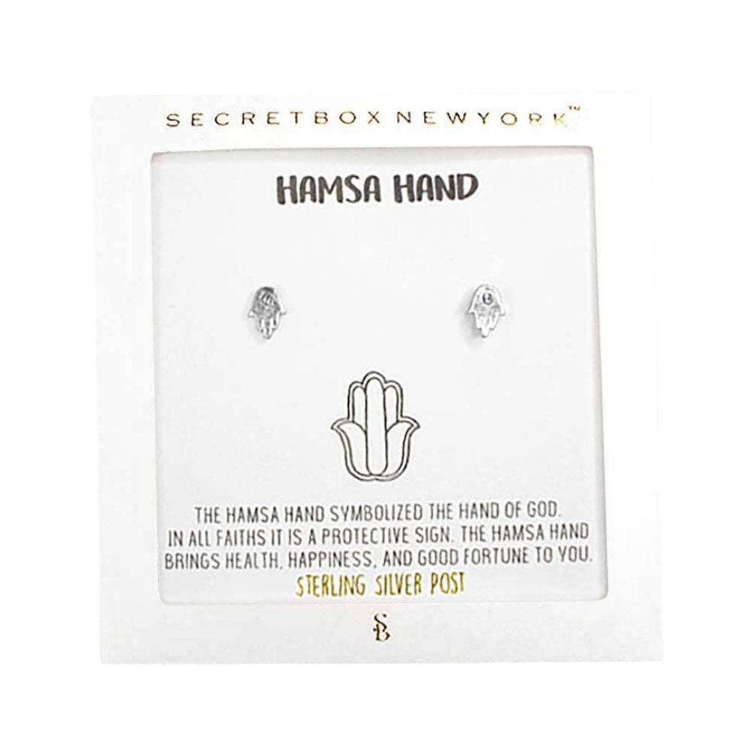 Secret Box Hamsa Hand Sterling Silver Post Earrings - Madeline Love - Flyclothing LLC