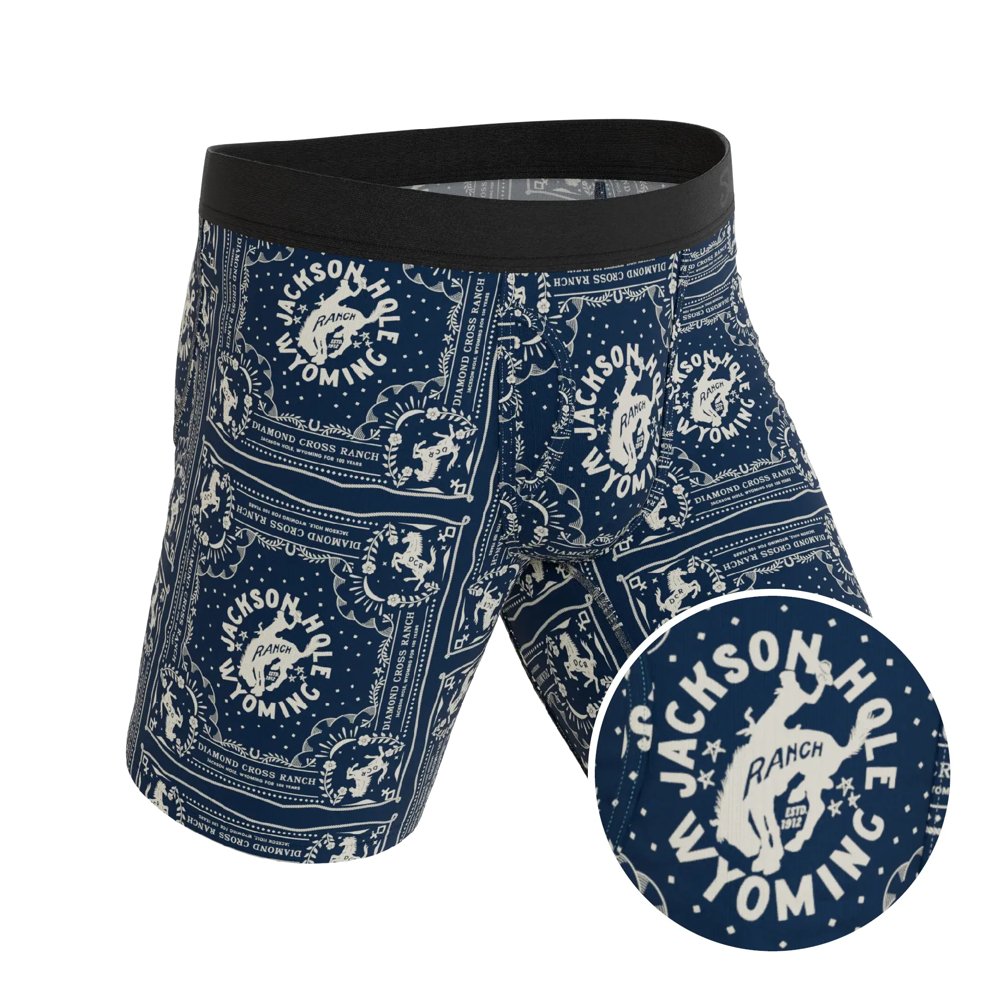 The Wrangle 'Em | Blue Bandana Shinesty x Diamond Cross Ranch Long Leg Ball Hammock® Pouch Underwear With Fly - Shinesty - Flyclothing LLC