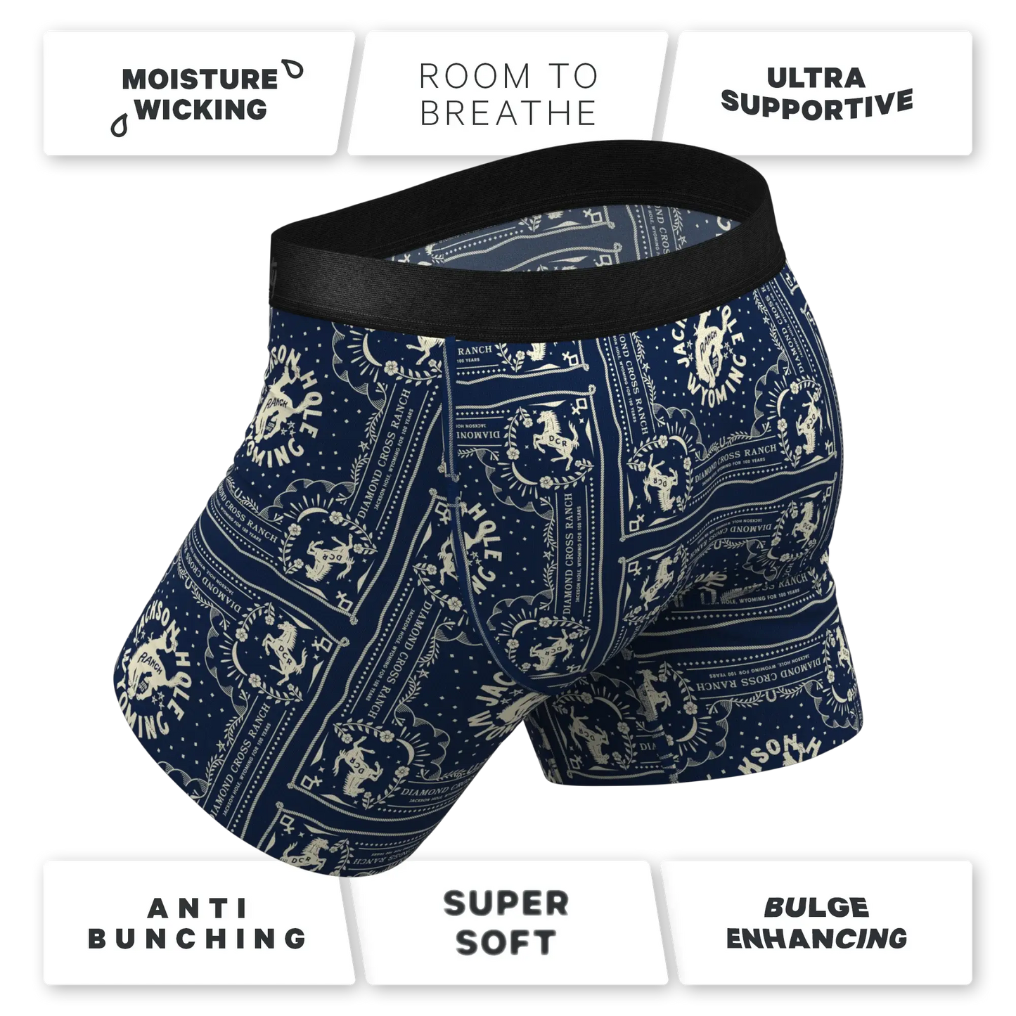 The Wrangle 'Em | Blue Bandana Shinesty x Diamond Cross Ranch Ball Hammock® Pouch Underwear With Fly - Shinesty - Flyclothing LLC