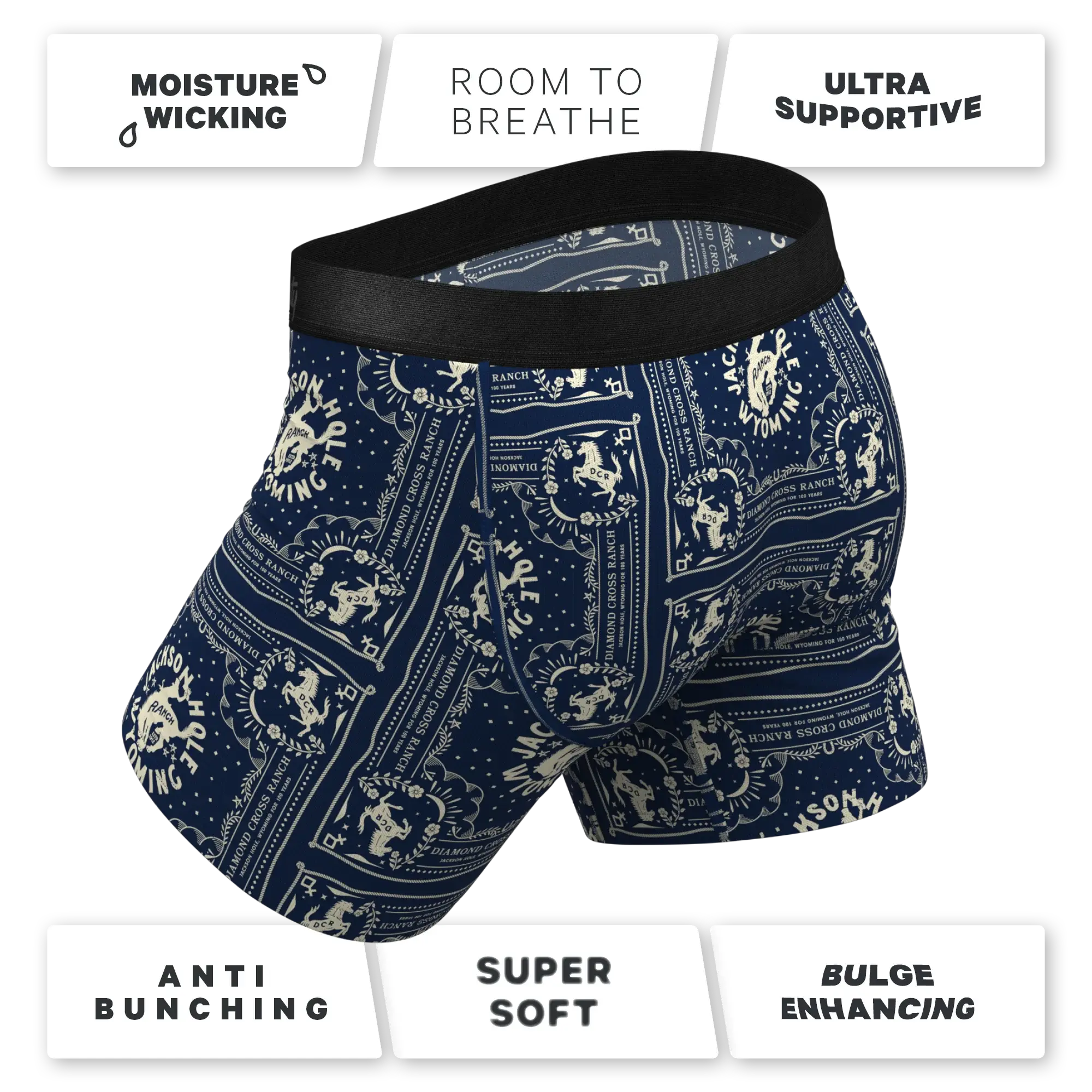 The Wrangle 'Em | Blue Bandana Shinesty x Diamond Cross Ranch Ball Hammock® Pouch Underwear With Fly - Shinesty - Flyclothing LLC