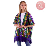 Mardi Gras Sequin Tassel Kimono Poncho - Madeline Love - Flyclothing LLC