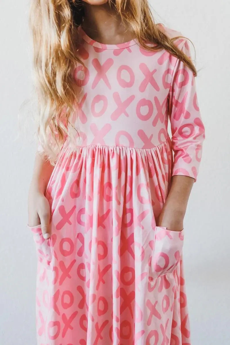 XOXO 3/4 Sleeve Pocket Twirl Dress - Mila & Rose ® - Flyclothing LLC