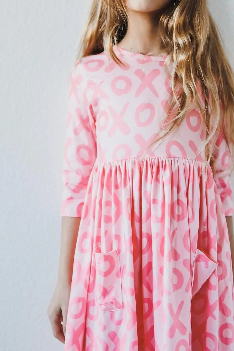 XOXO 3/4 Sleeve Pocket Twirl Dress - Mila & Rose ® - Flyclothing LLC