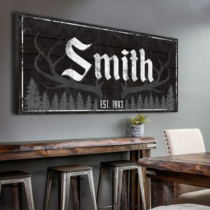 Rustic Family Antler Sign - Tailored Canvases - Flyclothing LLC